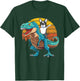 Boston Terrier Dog Riding Dinosaur T Rex Boys T-Shirt - T-Shirt | Forest
