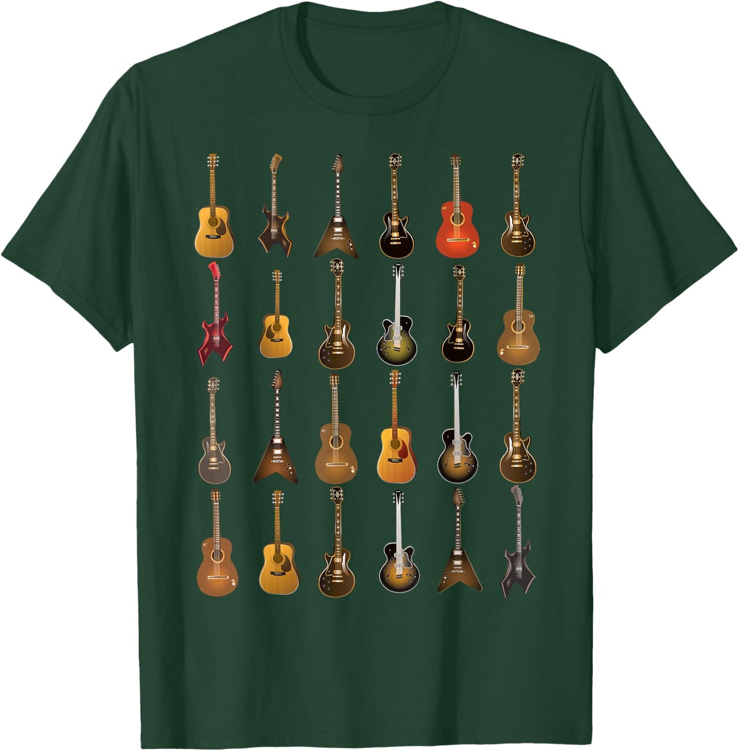 Funny Rock & Roll Guitars Cute Musical Instrument Gift Kids T-Shirt - T-Shirt | Forest