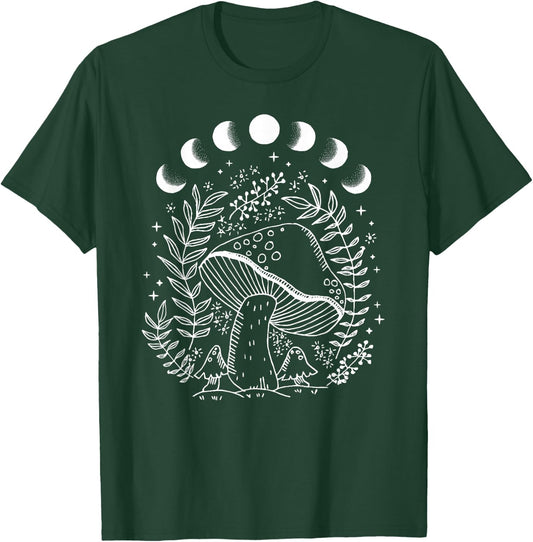 Cottagecore Dark Academia Aesthetic Mushroom Moon Witchy T-Shirt - T-Shirt | Forest