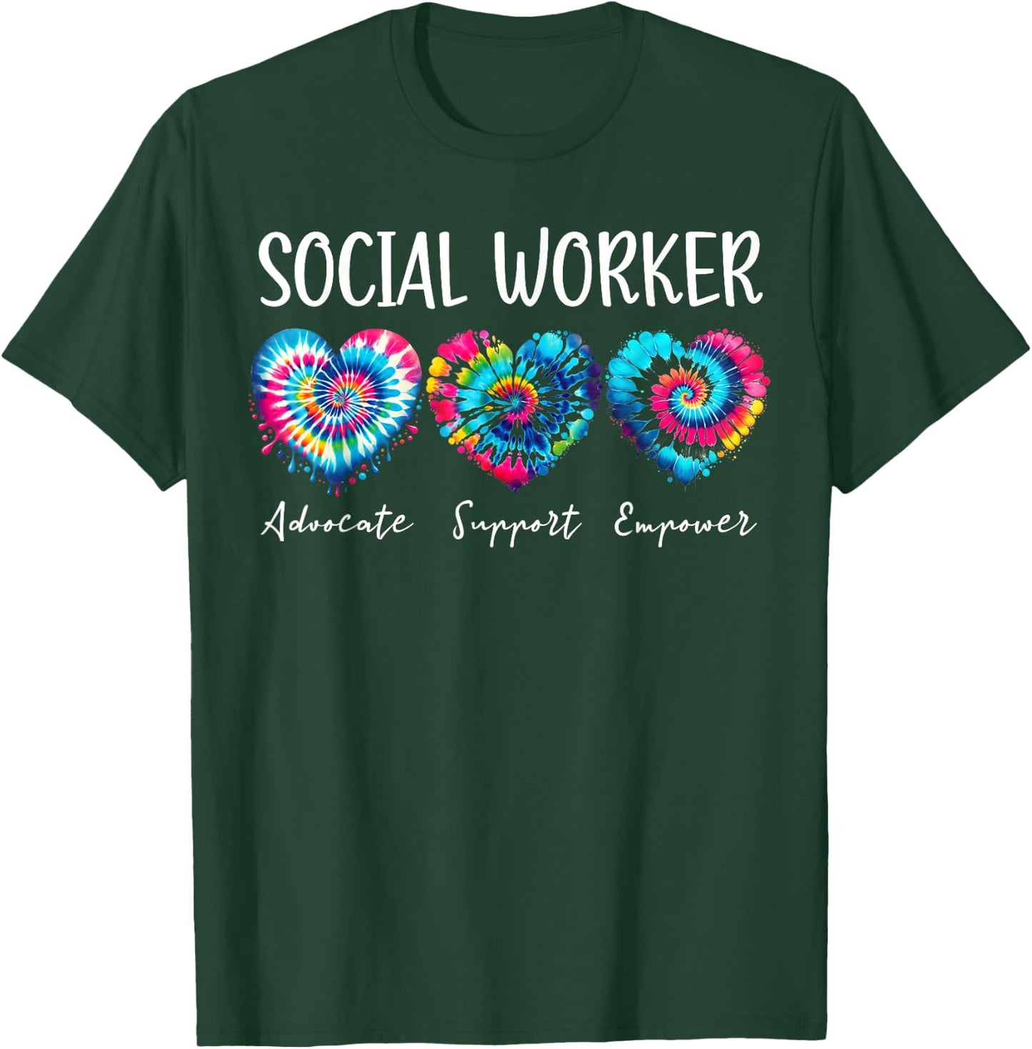 Tie dye heart Social Work Month Child Family Social Worker T-Shirt - T-Shirt | Forest