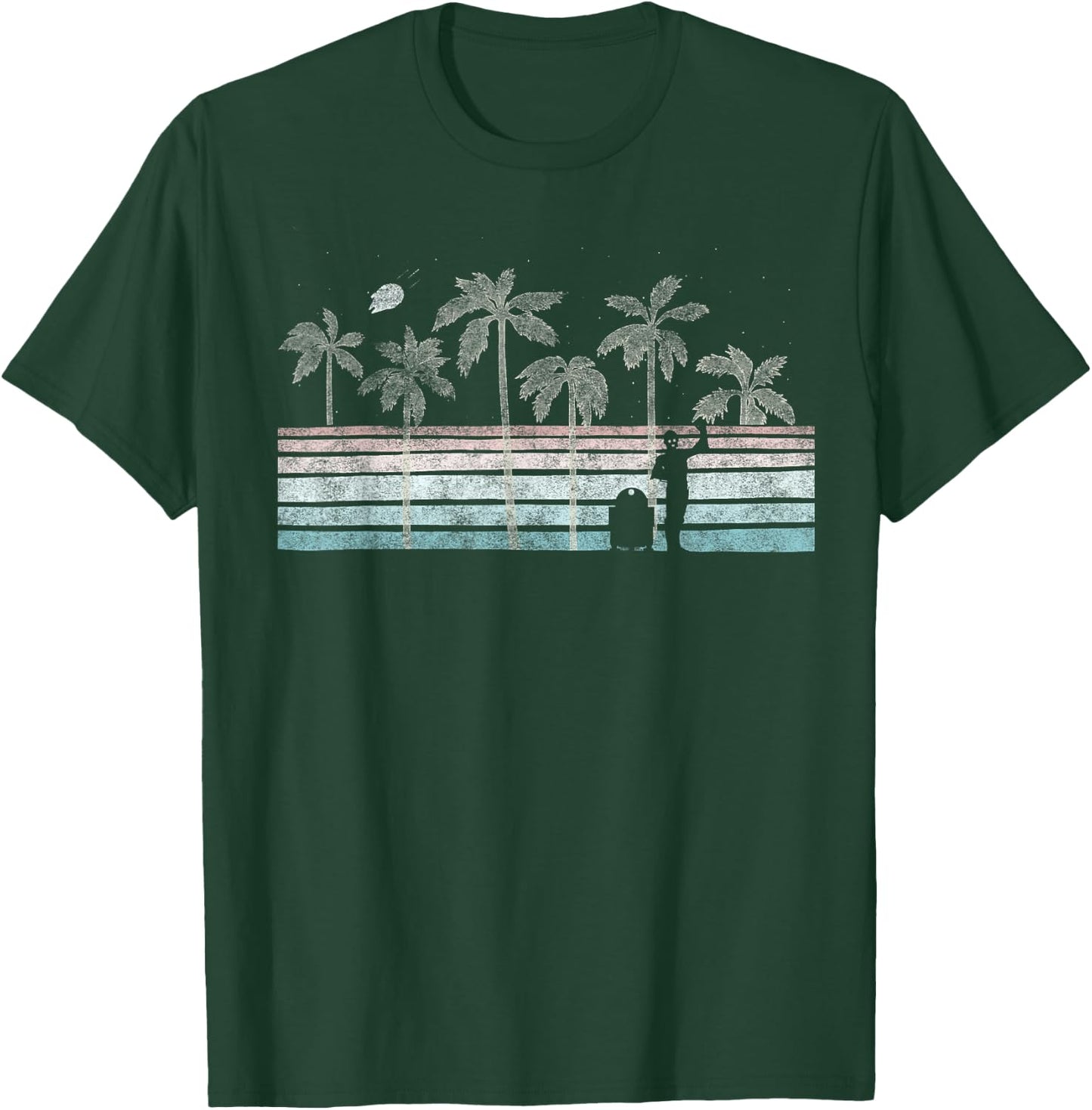 Star Wars R2-D2 & C-3PO Tropical Retro Stripe T-Shirt - T-Shirt | Forest