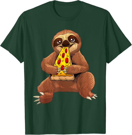 Funny Sloth Pizza Design Women Pepperoni Pizza Lover T-Shirt - T-Shirt | Forest