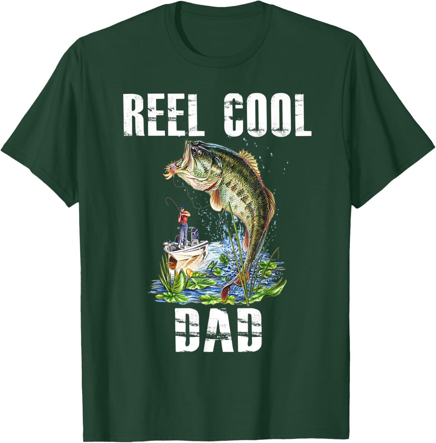 Reel Cool Dad Fishing Fisherman Bass Fish Fathers Day T-Shirt - T-Shirt | Forest