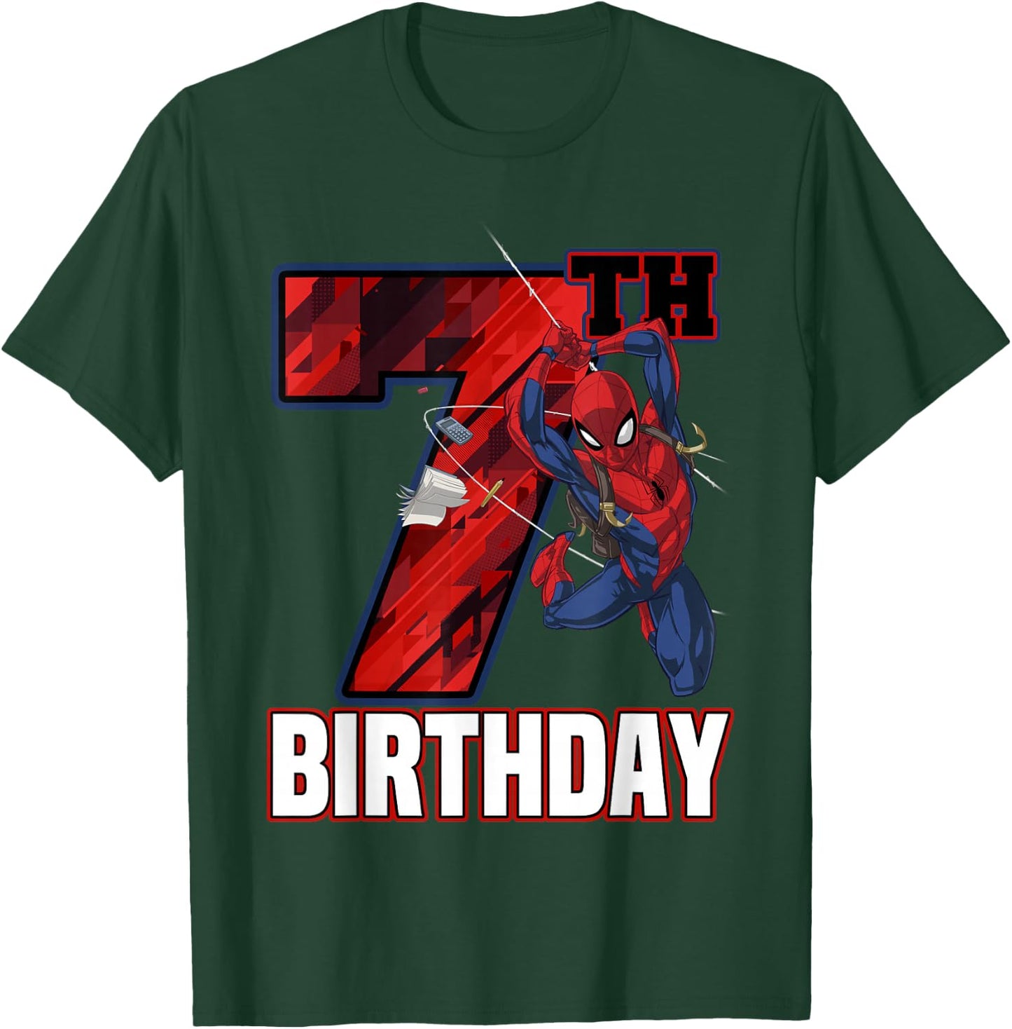Marvel Spider-Man Web Swing 7th Birthday T-Shirt - T-Shirt | Forest