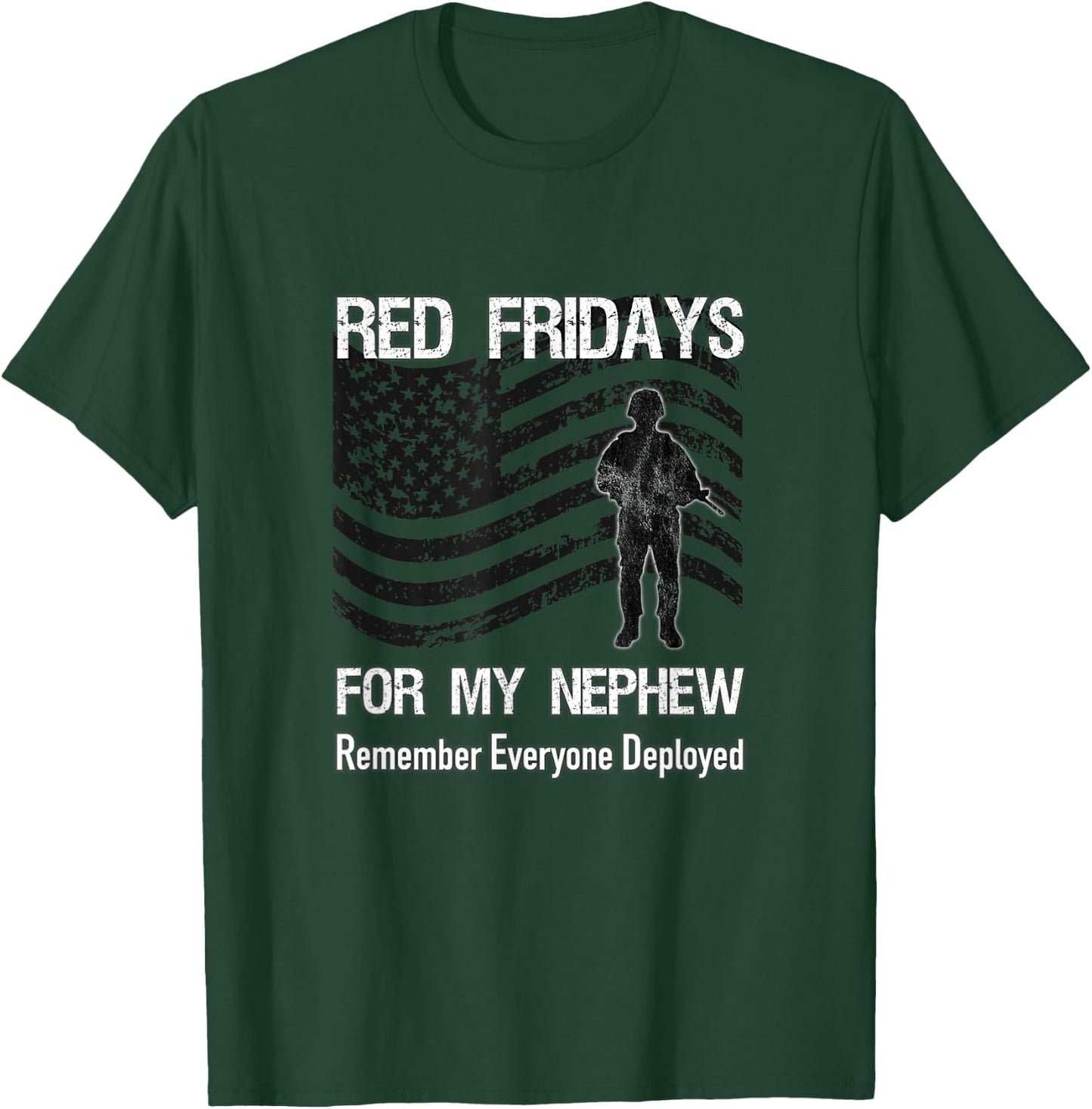 Red Friday Nephew Military / American Flag Deployed Family T-Shirt - T-Shirt | Forest