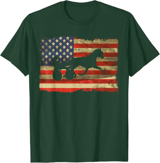USA Harness Racing Love Equestrian Horse Racing I'd Rather Be at the Track Trotter T-Shirt - T-Shirt | Forest