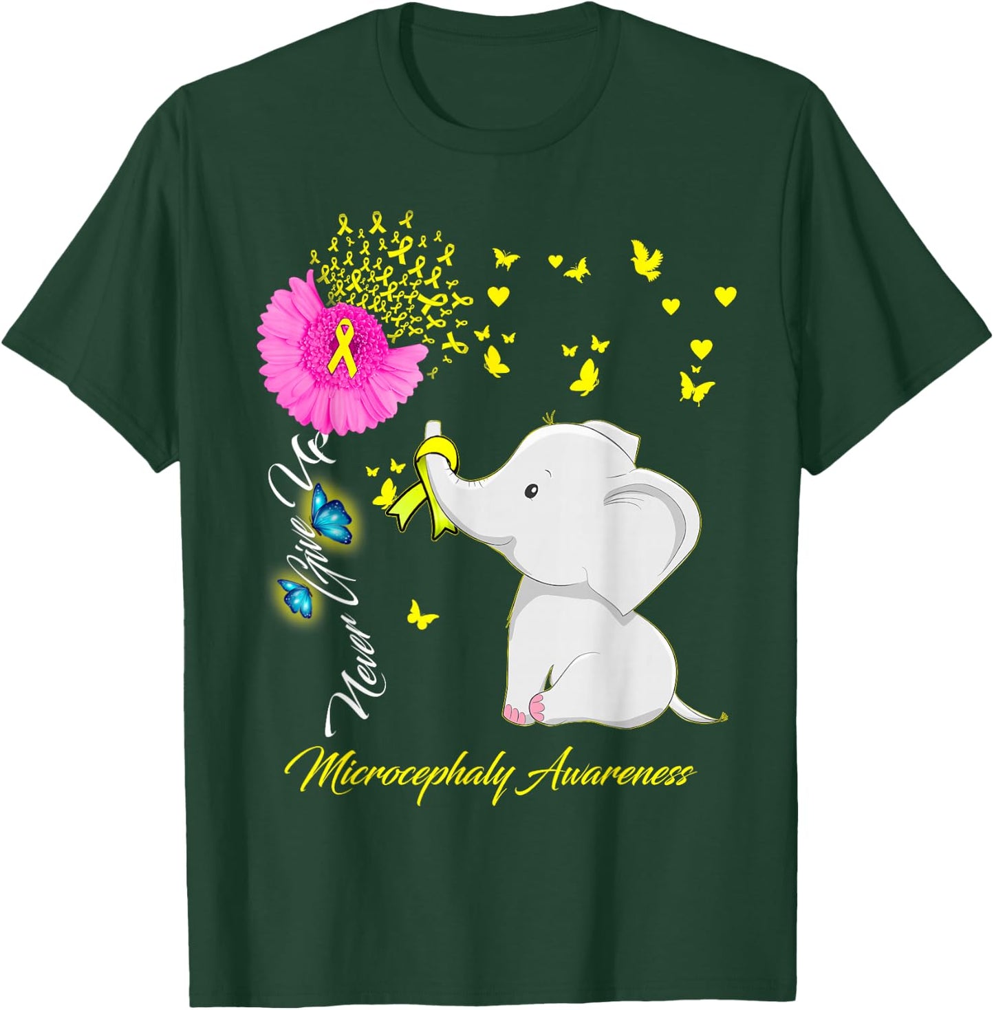 Elephant Microcephaly Awareness - Microcephaly Ribbon Gifts T-Shirt - T-Shirt | Forest