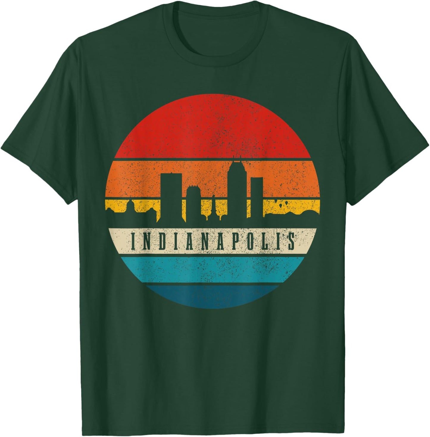 Indianapolis Skyline Indiana Vintage USA America Souvenir T-Shirt - T-Shirt | Forest