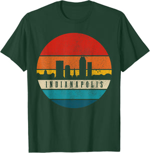 Indianapolis Skyline Indiana Vintage USA America Souvenir T-Shirt - T-Shirt | Forest
