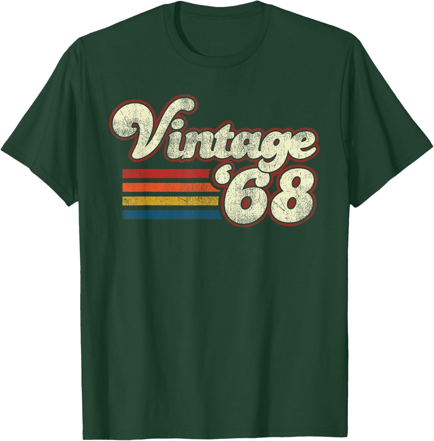 Vintage Retro Birthday 1968 55 Birthday Black Adult Classic Fit Short Sleeve T-Shirt - T-Shirt | Forest