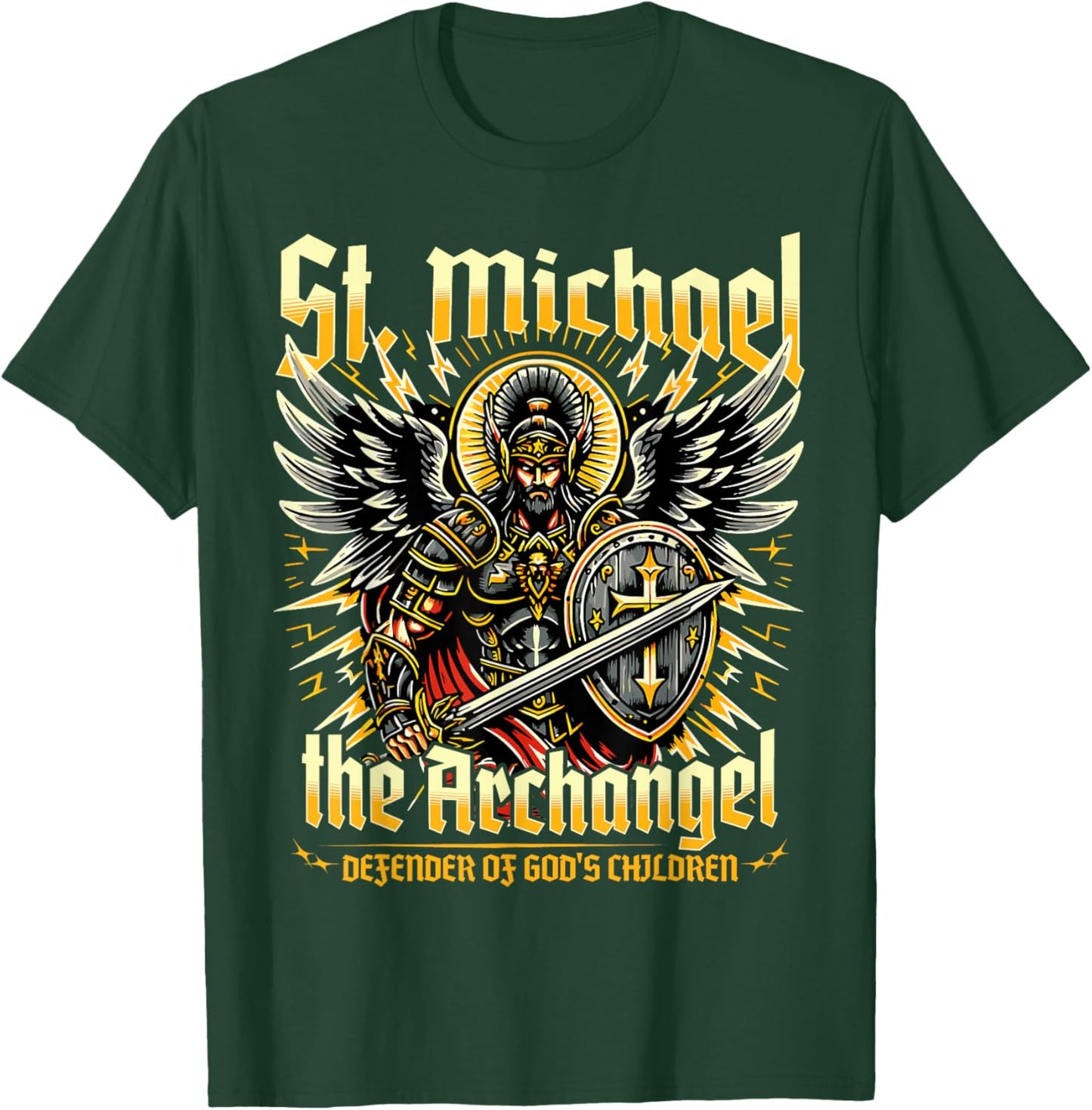 St. Michael the Archangel Defender of God's Children T-Shirt - T-Shirt | Forest