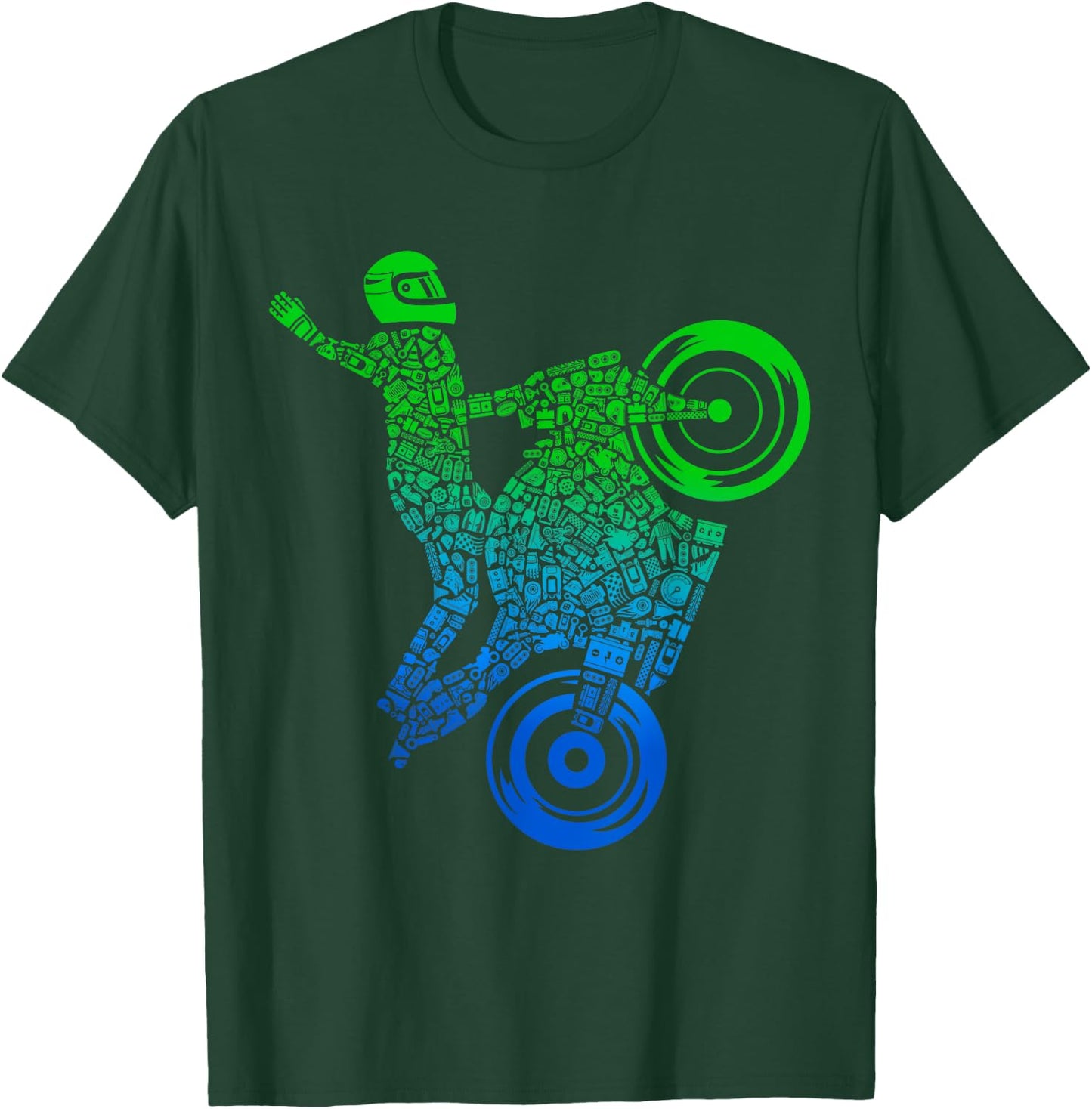 Sportbike Motorcycle Rider Stunt Sports Bike Motorcycle T-Shirt - T-Shirt | Forest