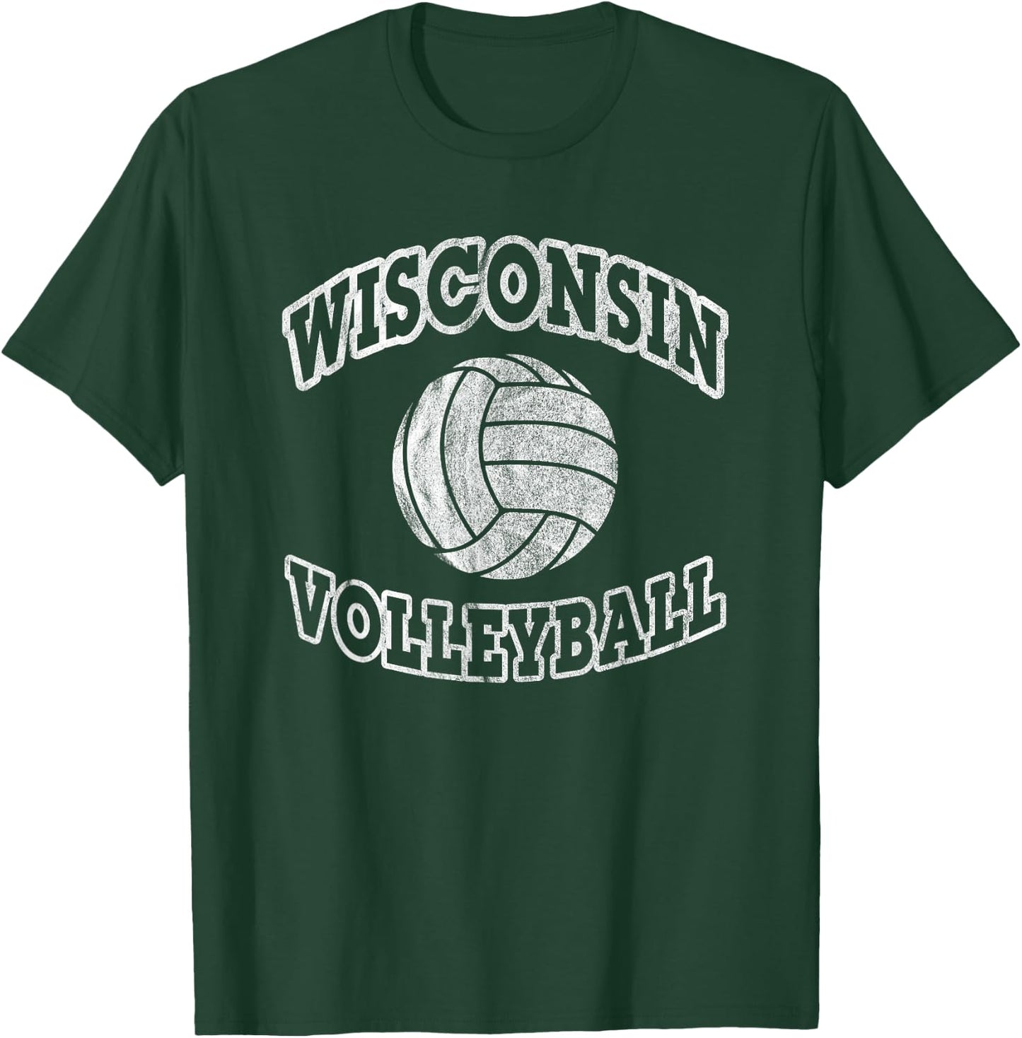 Wisconsin Volleyball Classic Style Vintage Distressed T-Shirt - T-Shirt | Forest
