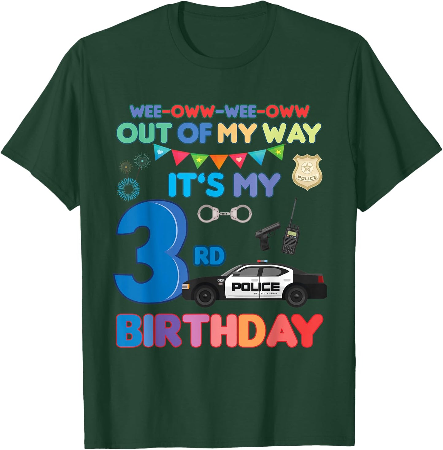 Out of my way it's my 3rd birthday Police kids boy T-Shirt - T-Shirt | Forest