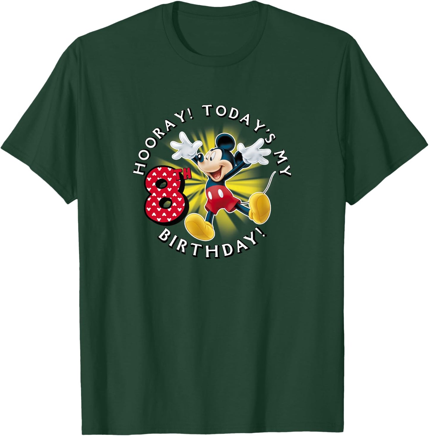 Disney Mickey Mouse Hooray! Today's My 8th Birthday T-Shirt - T-Shirt | Forest
