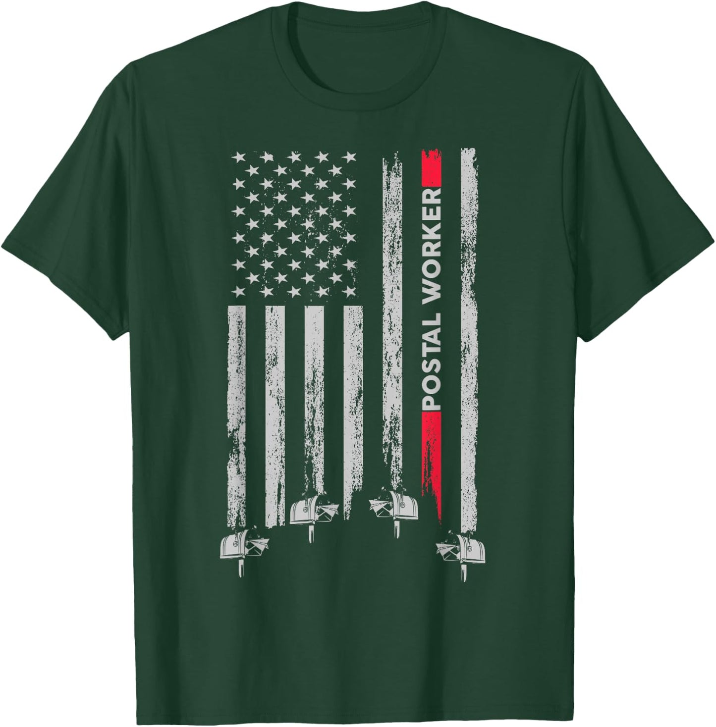 Postal Worker Vintage USA American Flag US Postal T-Shirt - T-Shirt | Forest