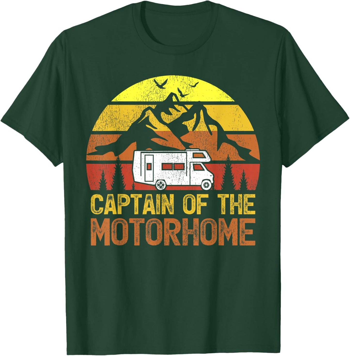 Retro Vintage RV Camping Captain Of The Motorhome Camper T-Shirt - T-Shirt | Forest