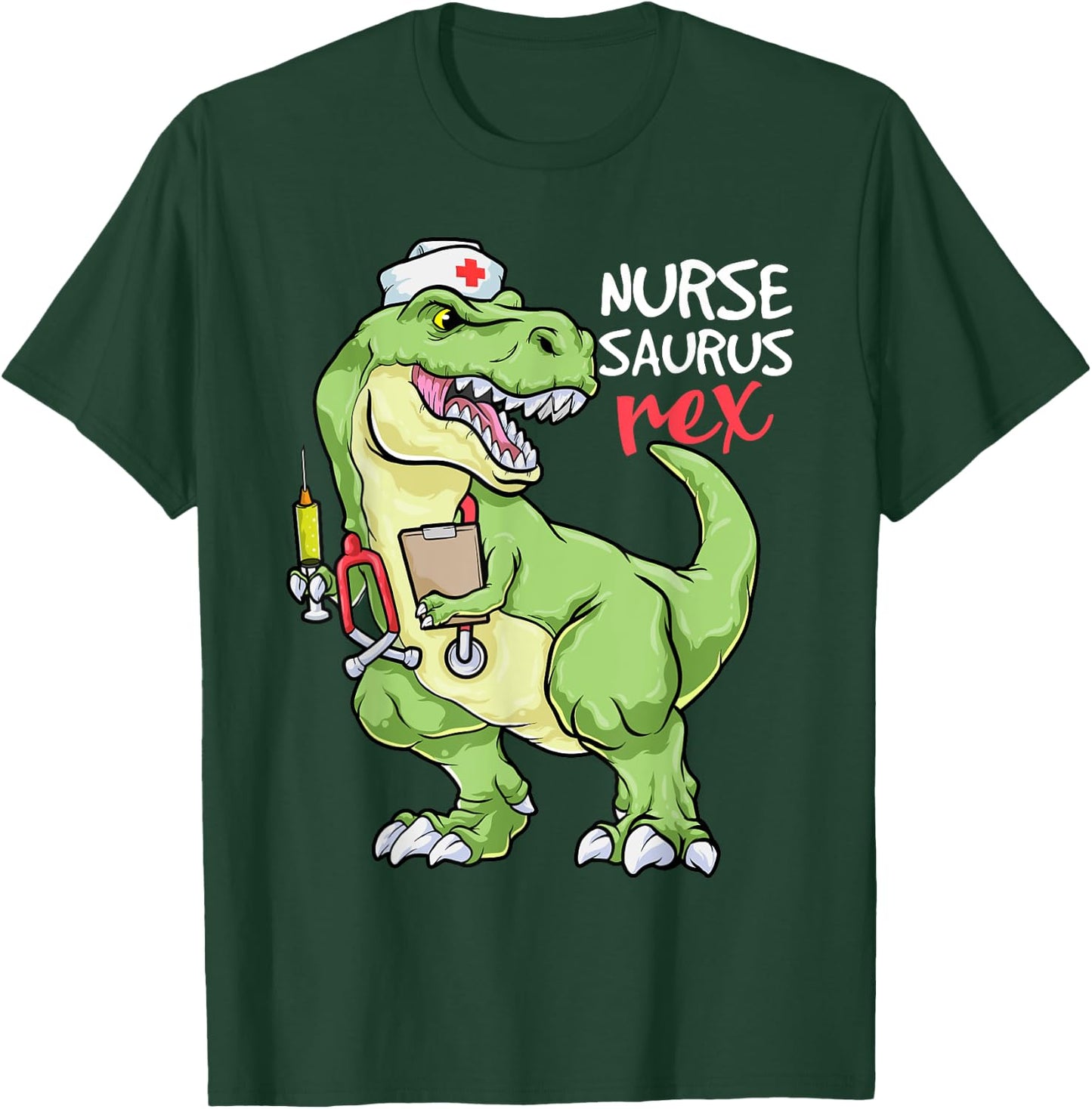 Nurse Dinosaur Shirt Nursesaurus T Rex Nursing Gift RN Nurse T-Shirt - T-Shirt | Forest