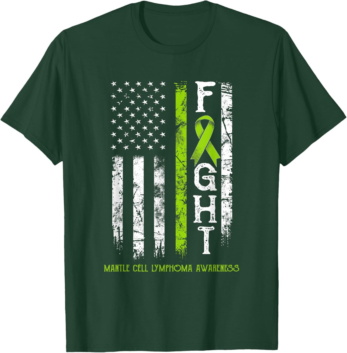 Mantle Cell Lymphoma Warrior US Flag T-Shirt - T-Shirt | Forest