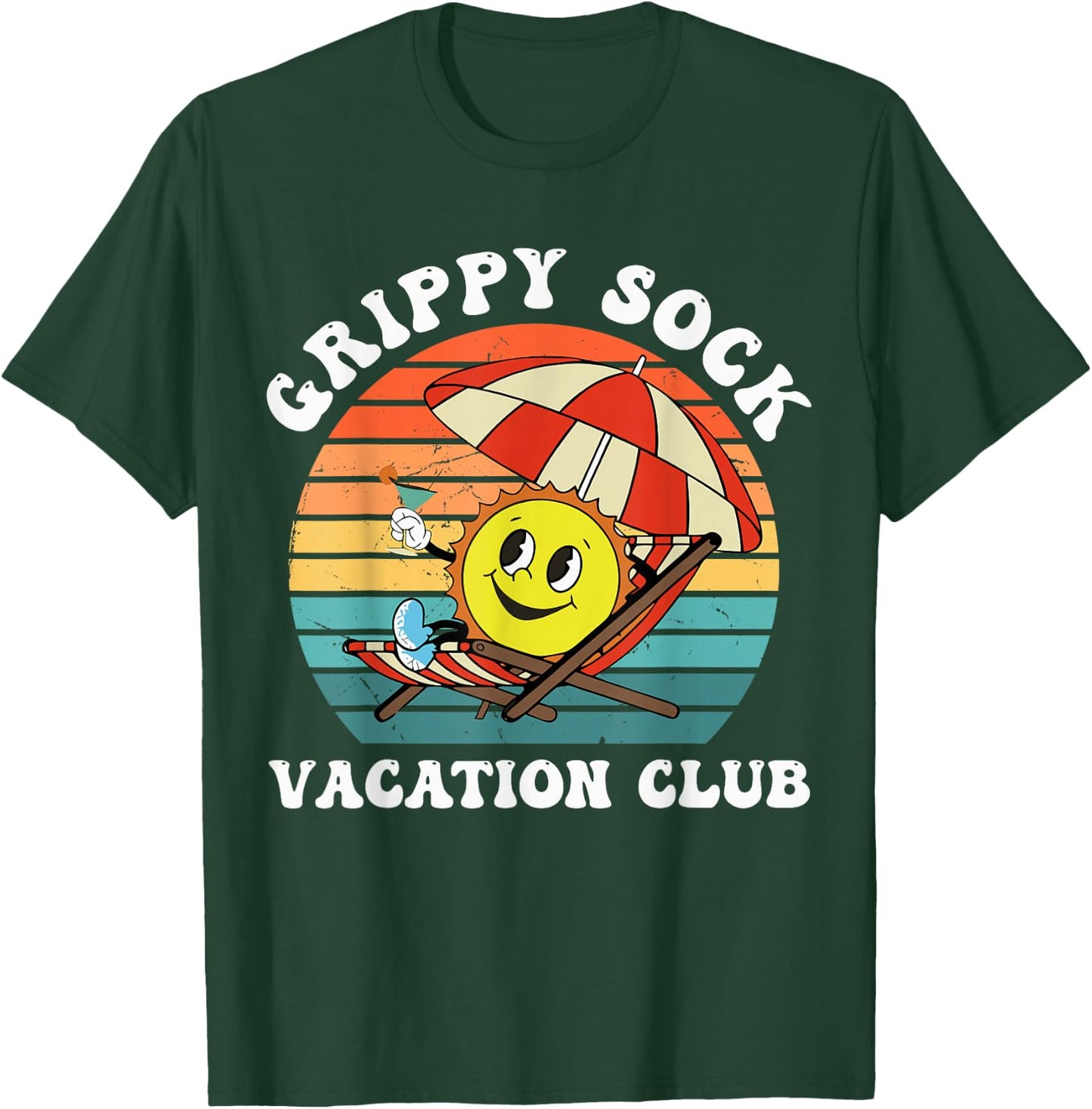 Grippy Sock Vacation Club Funny T-Shirt - T-Shirt | Forest