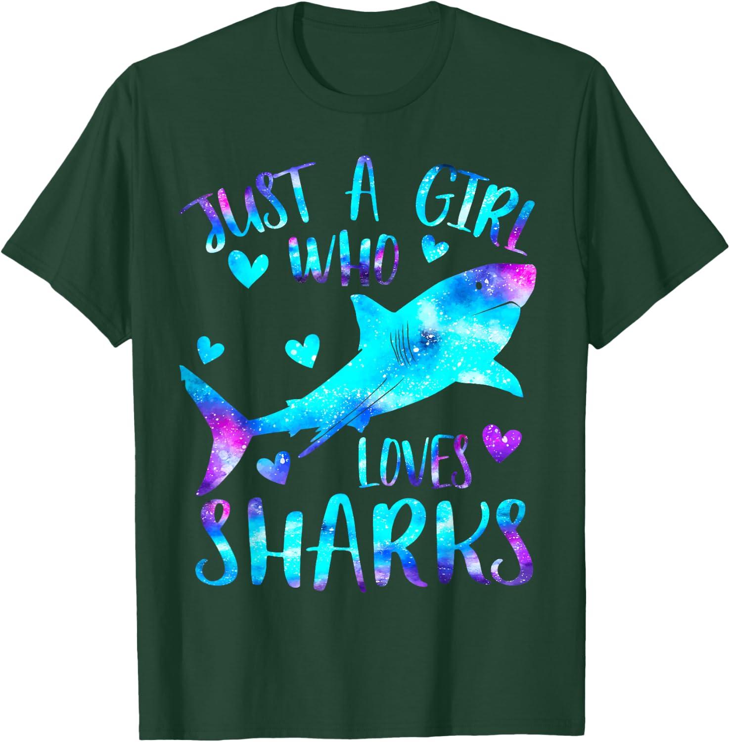 Just a Girl Who Loves Sharks Galaxy Shark Lover Theme Girls T-Shirt - T-Shirt | Forest