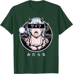 Lewd Anime Devil Girl T-Shirt - T-Shirt | Forest
