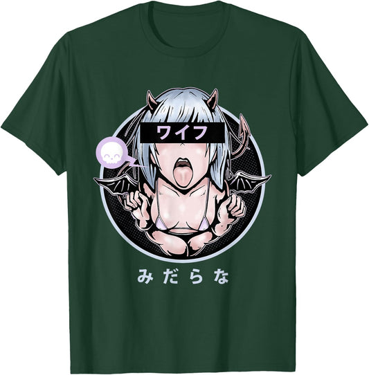 Lewd Anime Devil Girl T-Shirt - T-Shirt | Forest