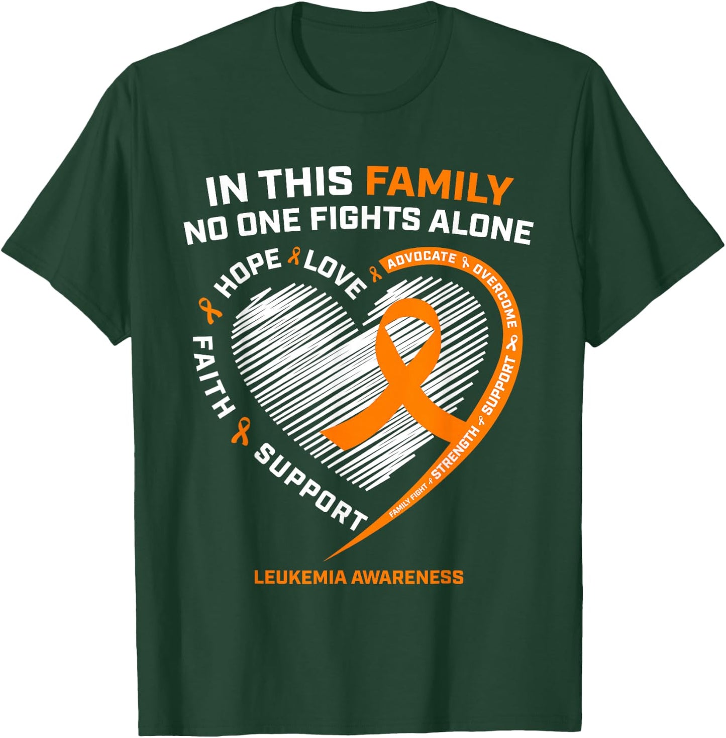 Family Fight Leukemia Awareness Products Gift Men Women Kids T-Shirt - T-Shirt | Forest