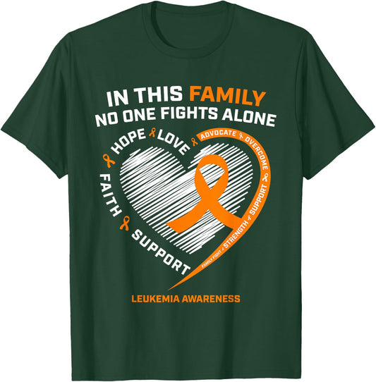 Family Fight Leukemia Awareness Products Gift Men Women Kids T-Shirt - T-Shirt | Forest