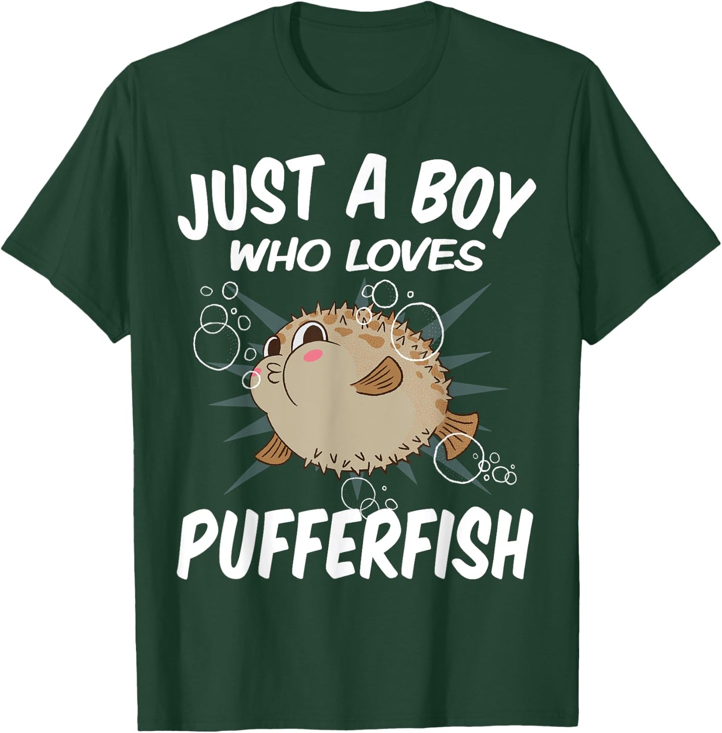 Just A Boy Who Loves Pufferfish – Funny Puffer Fish T-Shirt - T-Shirt | Forest