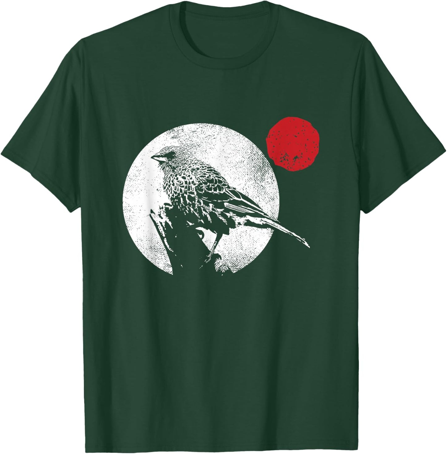 Bird Matching Red Moon Style Murakami T-Shirt - T-Shirt | Forest