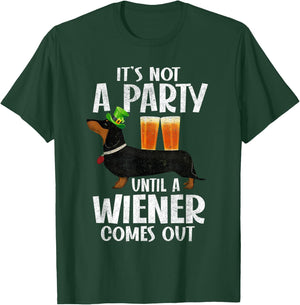 Dachshund St Patricks Day Not Party Until Wiener Comes Out T-Shirt - T-Shirt | Forest