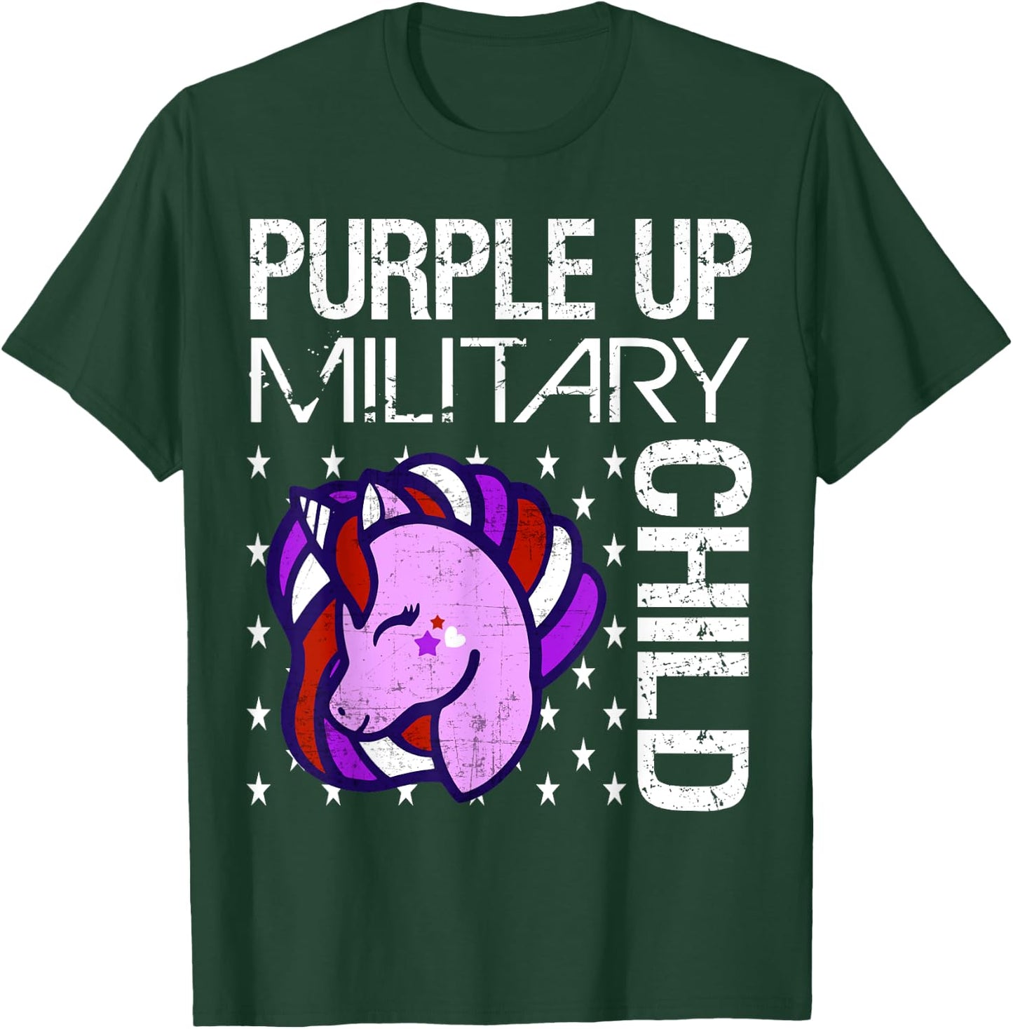 Awareness Month Purple Up Military Child Purple-Up Unicorn T-Shirt - T-Shirt | Forest