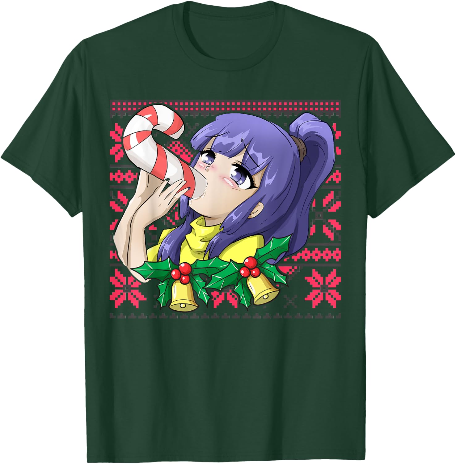 Ugly Christmas Otaku Ahegao Ecchi Etchi Lewd Hentai Kawaii T-Shirt - T-Shirt | Forest