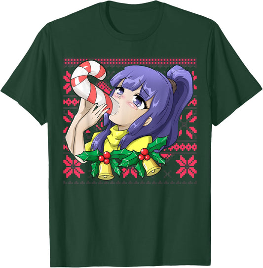 Ugly Christmas Otaku Ahegao Ecchi Etchi Lewd Hentai Kawaii T-Shirt - T-Shirt | Forest