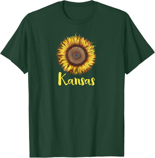 Single Sunflower State of Kansas Flower Apparel T-Shirt - T-Shirt | Forest
