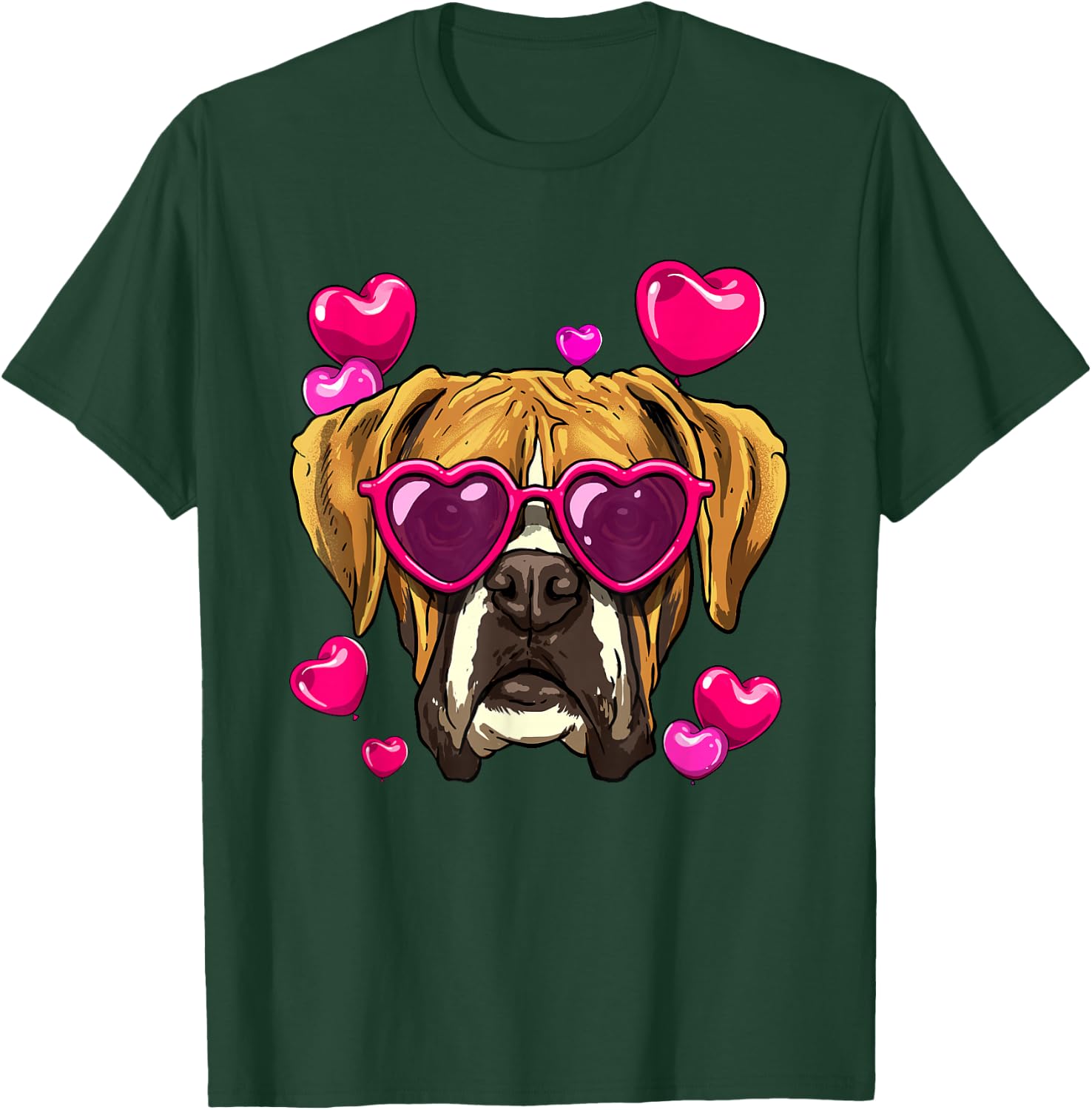 Valentine's Day Boxer Shirt Boxer Dog Face Heart Boxer Lover T-Shirt - T-Shirt | Forest