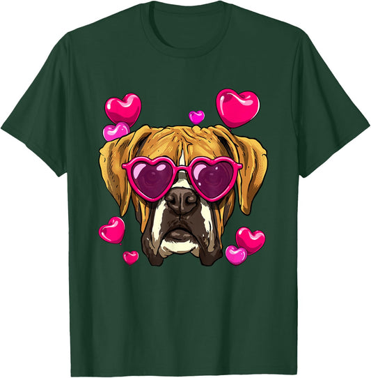 Valentine's Day Boxer Shirt Boxer Dog Face Heart Boxer Lover T-Shirt - T-Shirt | Forest