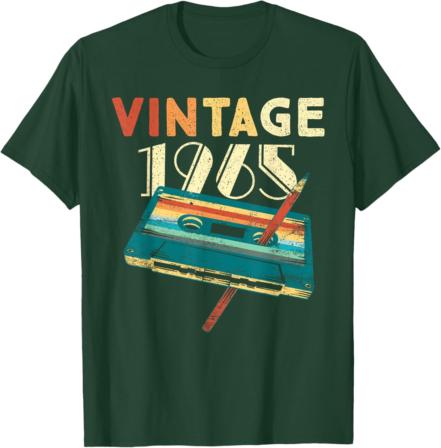 60 Years Old Gifts Vintage 1965 Music Cassette 60th Birthday T-Shirt - T-Shirt | Forest