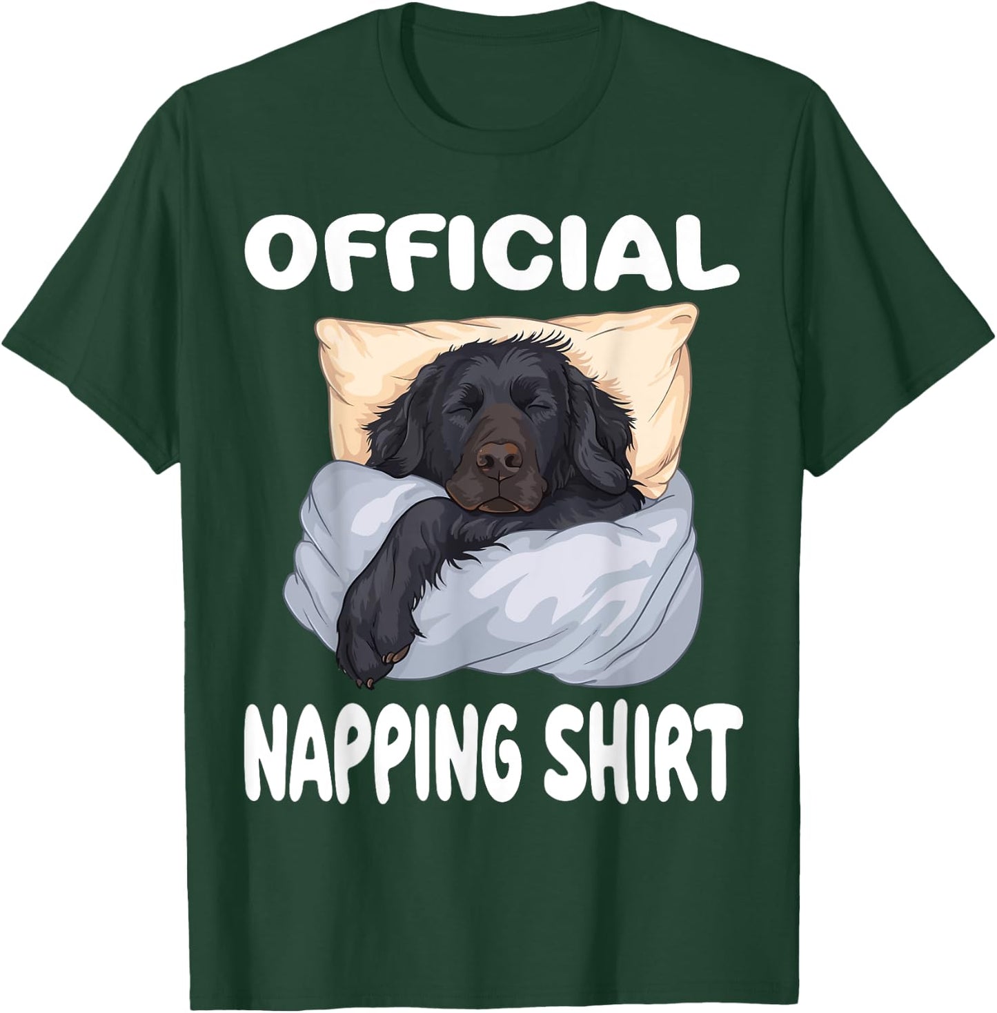 Flat Coated Retriever Dog Official Napping shirt Pajamas Men Women Girls Kids T-Shirt - T-Shirt | Forest