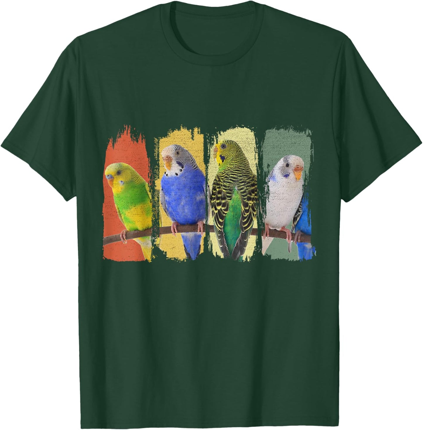 Budgie Bird Budgerigar Retro T-Shirt - T-Shirt | Forest