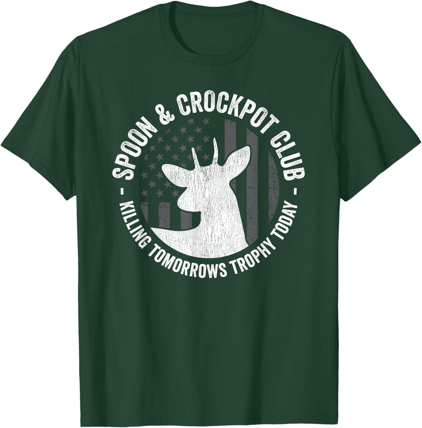 Spoon And Crockpot Club Funny Deer Hunter Hunting Joke Gift T-Shirt - T-Shirt | Forest