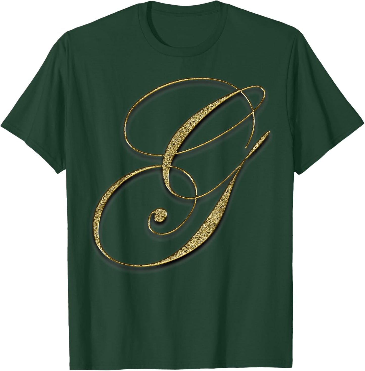 Monogram Initial Letter G Gold T-Shirt - T-Shirt | Forest