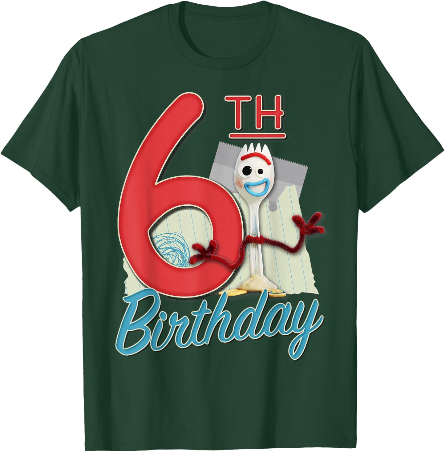 Disney Pixar Toy Story 4 Forky 6th Birthday T-Shirt - T-Shirt | Forest