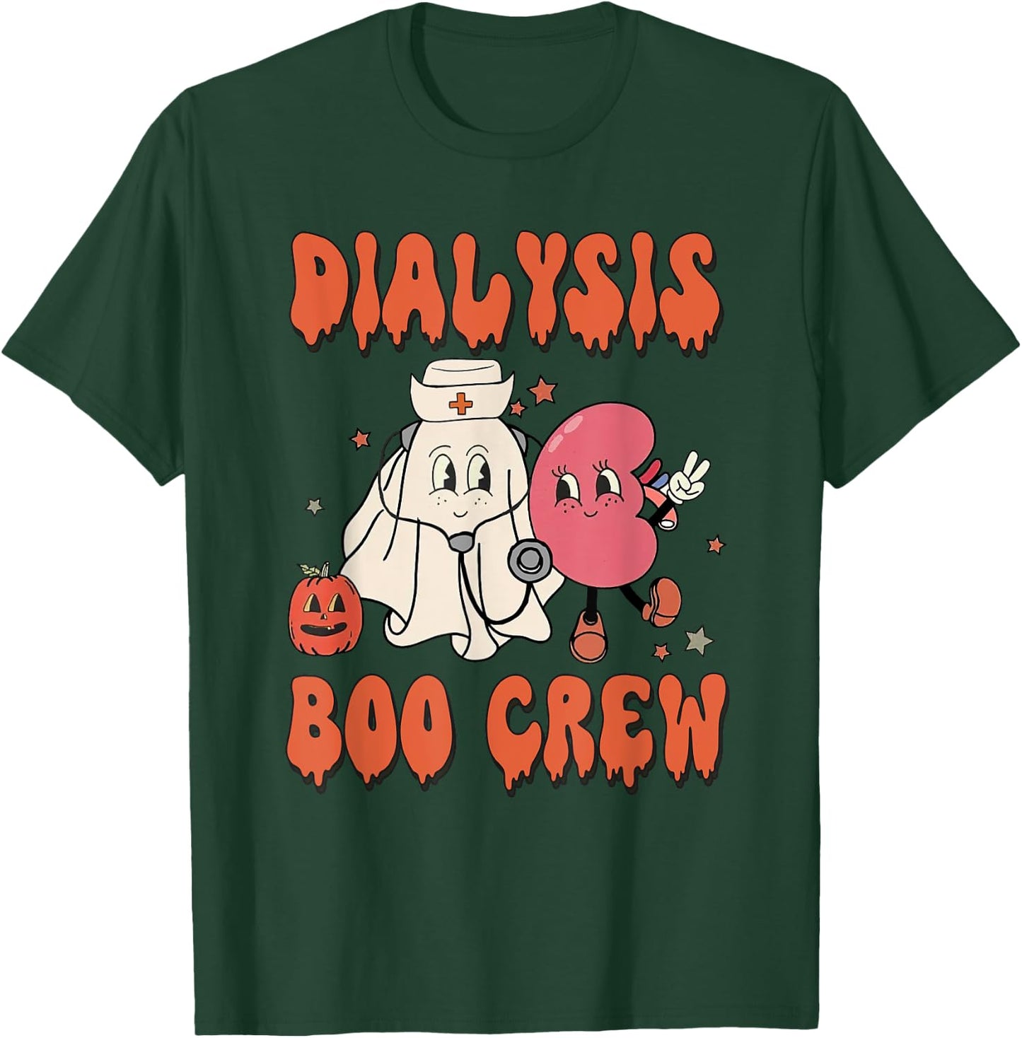 Retro Dialysis Boo Crew Dialysis Nurse Halloween Costume T-Shirt - T-Shirt | Forest