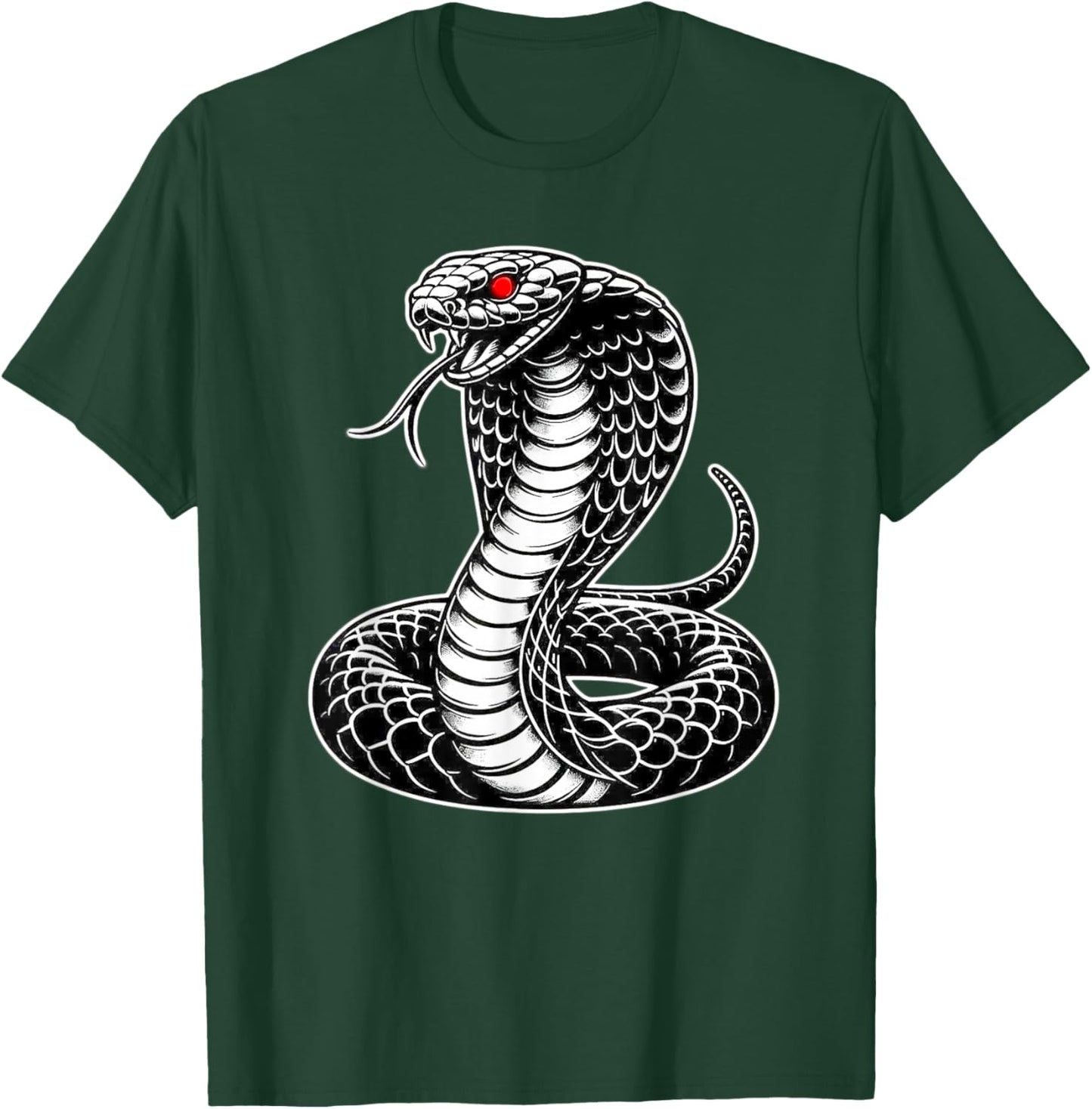 King Cobra Snake x Snake Serpent Cobra Blackwork T-Shirt - T-Shirt | Forest