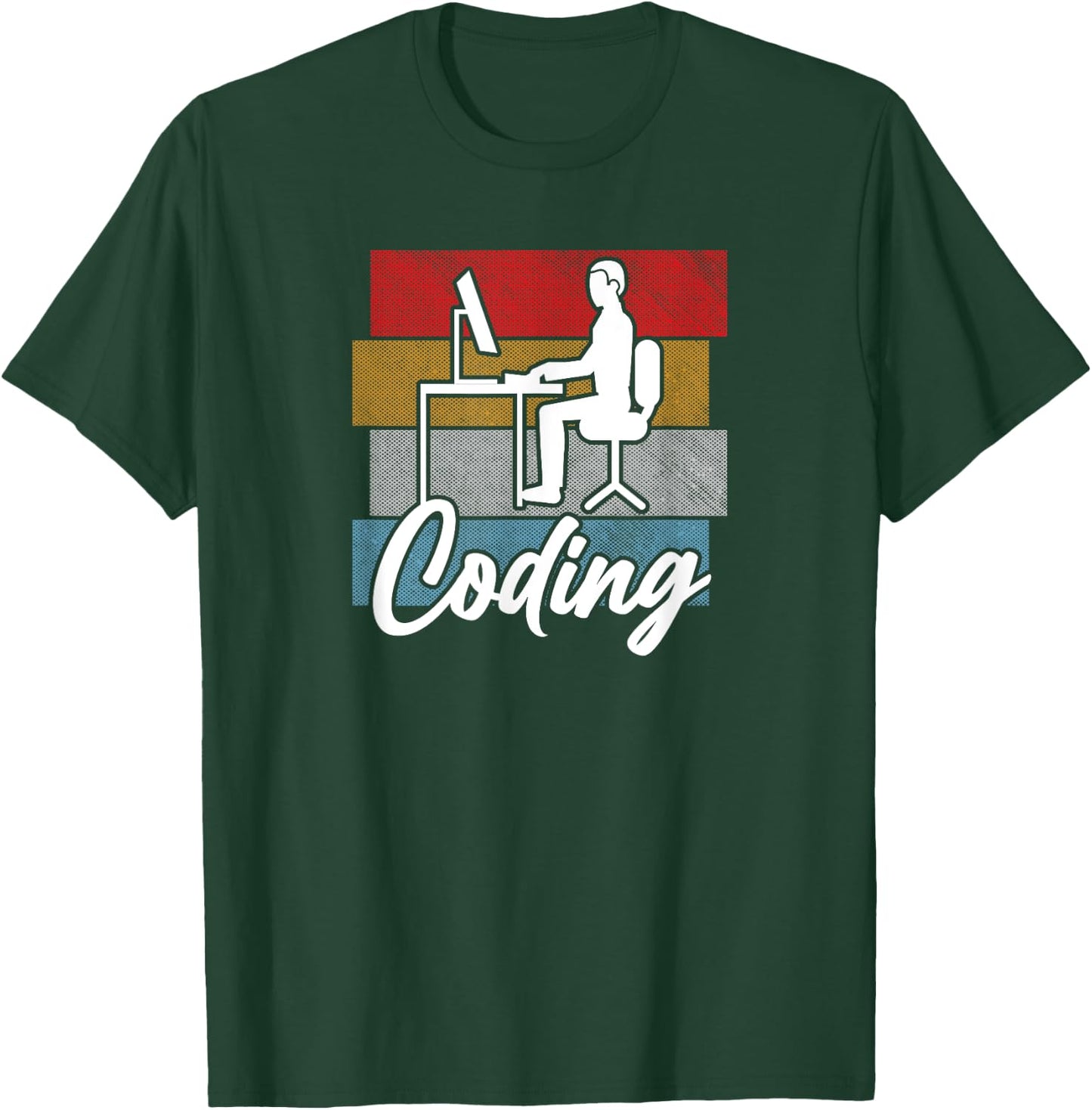 Coding Retro Vintage - Programmer Developer Computer Science T-Shirt - T-Shirt | Forest