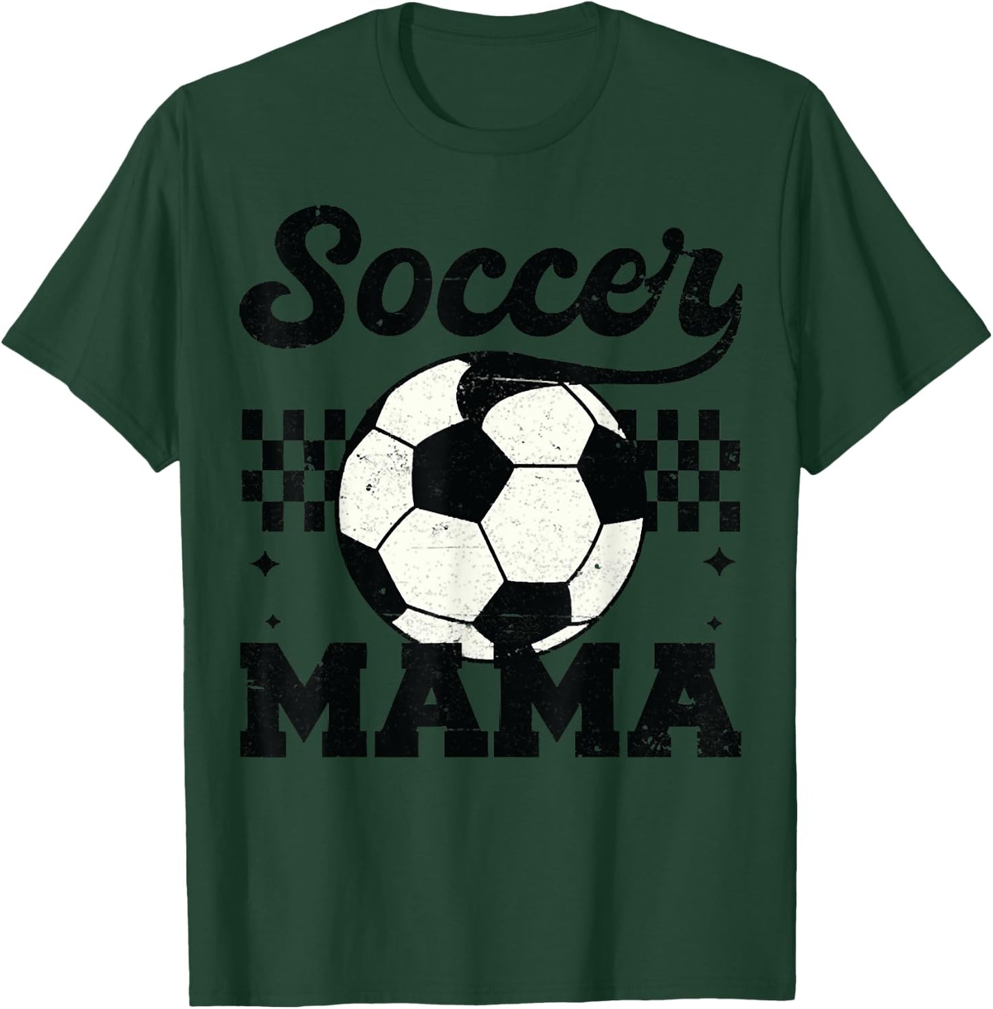 Checkered Soccer Mama Retro Soccer Mom Soccer Season Outfit T-Shirt - T-Shirt | Forest