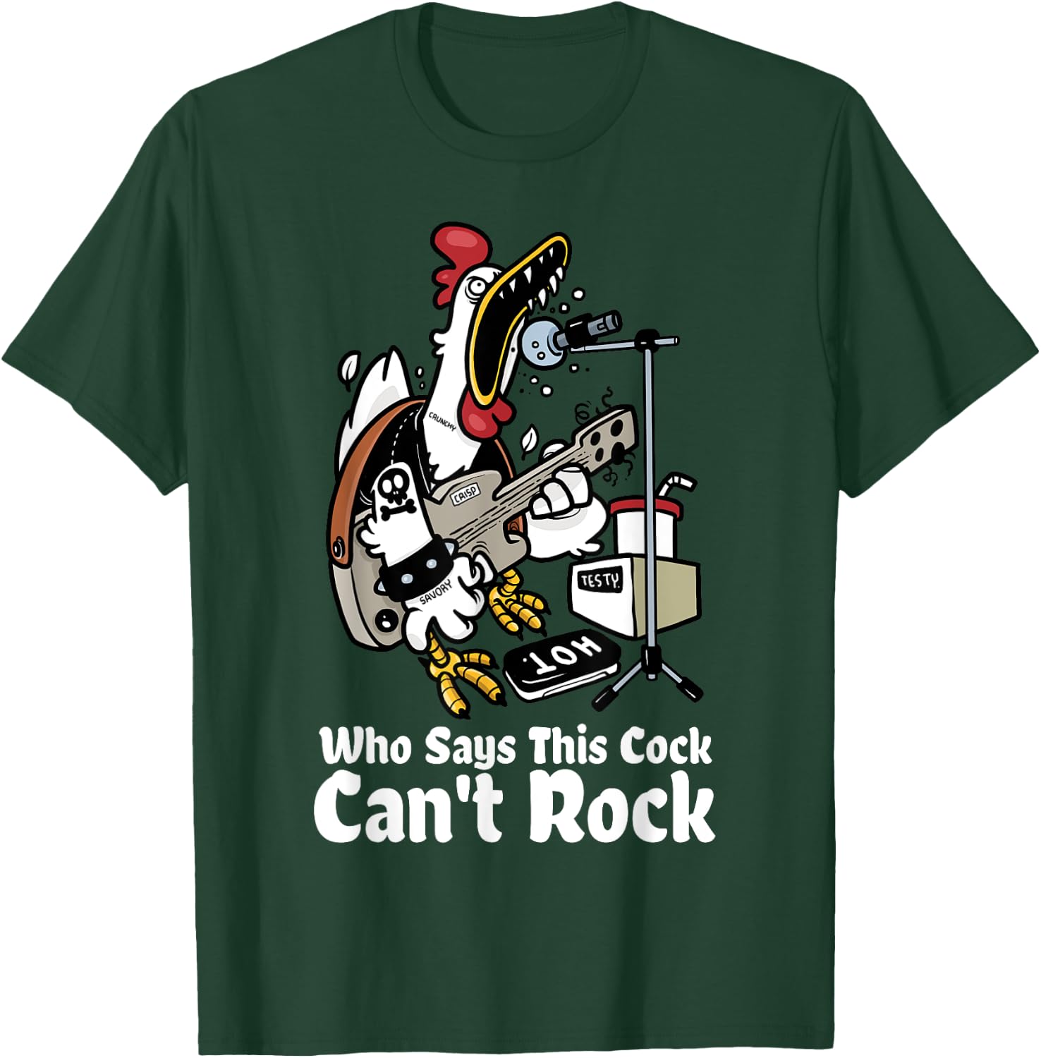 Funny Rock & Roll Rooster Chicken Playing Rock Guitar Party T-Shirt - T-Shirt | Forest