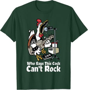 Funny Rock & Roll Rooster Chicken Playing Rock Guitar Party T-Shirt - T-Shirt | Forest